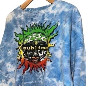 Sublime Men’s Size L Blue White Tie Dye Sun Burst Long Sleeve Sweatshirt